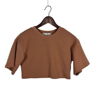 Saints + Secrets Australia Brown Knit Cropped Top Women's XS